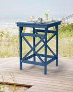 HDPE Outdoor Bar Table, 41" Adirondack Outdoor Bar Height Table, All Weather HDPE High Top Pub Table, Square HDPE Patio Bar Tables for Balcony, Deck, Backyard, Poolside, Navy