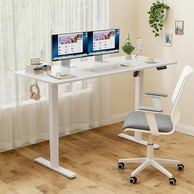 Homall Height Adjustable Electric Standing Desk, Memory Stand up Desk with Headphone Hook, Home Office Desks with Splice Board