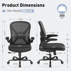 ZZH Ergonomic Office Chair Set of 4 with Adjustable Lumbar Support, Mesh Home Office Desk Chair with Wheels and Flip-up Arms, Black