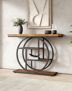 LITTLE TREE Console Table, 4-Tier Entryway Table, 41.3-Inch Industrial Sofa Table for Living Room, Foyer Hallway Table for Entrance, Rustic Brown and Black