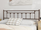 Metal Queen Size Headboard Only, Adjustable Height, Victorian Farmhouse Style Steel Queen Bed Headboad, Easy Assembly, Attach Frame, Brown