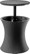 Keter Pacific Cool Bar Outdoor Patio Furniture and Hot Tub Side Table with 7.5 Gallon Beer and Wine Cooler, Dark Grey