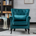 chairus Mid-Century Modern Accent Chairs Set of 2, Comfy Tufted Single Sofa Chair Wingback Armchair with Pillow for Club, Living Room, Bedroom - Velvet, Teal