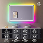 44x30 inch LED Bathroom Mirror with RGB Lights, Color Changing Backlit Mirror, Shatterproof, Dimmable Anti-Fog, Lighted Vanity Mirror (RGB Multicolor Backlit + Adjustable Front-Lighted)