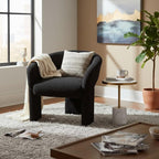 LukeAlon Mid Century Modern Sherpa Accent Chairs Set of 2 – Round Barrel Back Armchairs, Comfy Upholstered Lounge Chairs for Living Room, Bedroom, Office, Waiting Rooms, Black