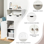 COSTWAY Bathroom Storage Cabinet, Freestanding Storage Organizer with 2 Drawers & Adjustable Shelf, Wooden Floor Cabinet for Living Room, Bedroom, Kitchen, Entryway (White)