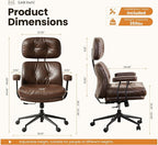 Home Office Desk Chair, Mid-Century Modern Office Chair with Adjustable Lumbar Support, Thickened Cushion Executive Desk Chair with 360 Rolling Swivel for Meeting Game Study Room(Coffee)