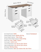 VEVOR 60" Executive Desk with Drawers, Farmhouse Home Office Desk with Charge Station, Keyboard Tray, File Storage Cabinet, 200 LBS Load Capacity Wood Table, Easy Assembly, for Work Study, Walnut