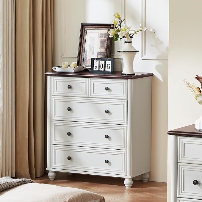 Farmhouse Dressers & Night Stand Set of 4, Wood 54" Wide Dresser & 35" Tall Chest of Drawers, 18" with Charging Station Nightstand Set of 2, Bedroom Furniture Dresser Set for Home Living Room Hallway