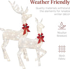 Best Choice Products 3-Piece Large Lighted Christmas Deer Family Set 6.5ft Outdoor Yard Decoration with 385 LED Lights, Stakes, Zip Ties - White
