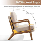 Mid Century Modern Accent Chair Set of 2, Linen Fabric Upholstered Lounge Arm Chair with Solid Wood Frame and Soft Cushion for Living Room, Bedroom, Balcony (1, Beige)