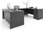 67'' U Shaped Bow Front Executive Desk with 2 Storage File Cabinets