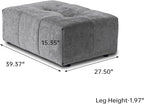 JACH Modern Ottoman Seat for Living Room, Linen Fabric Ottomans, Minimalist Foot Stool, Comfy Breathable Footstool for Living Room Apartment (Grey)