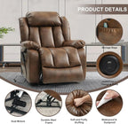 Dual Motor Large Power Lift Recliner Chair for Elderly with Heat and Massage,Lay Flat Lift Chairs Recliners for Seniors Infinite Position,USB Ports&Remote, Leather(Ochre, Medium)