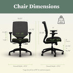 HON Solve Task Chair, Ergonomic Office Chair Mesh Back Support, Adjustable Lumbar Support, with Wheels, Height-Adjustable Arms, for Computers, Desks, Home Office, Blue