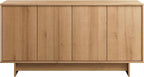 Prepac Natural Oak Finnley Sideboard Cabinet Buffet Cabinet with Storage Accent Cabinet for Living Room, Kitchen, Entryway Cabinet with Adjustable Shelves Push Latch System 16" D x 61.5" W x 30.75" H