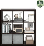 Furinno Cubicle Book Shelf, 9-Cube Bookshelf, Triple Thick Frame Cube Storage Organizer, Bookcase, 15.4 x 43.8 x 43.4, for Home Office, Living Room, Black Oak