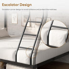 Bellemave Twin Over Full Bunk Bed for Teens, Twin Over Full Bunk Bed Frame with Build in Ladder and Full Length Guardrail, Easy Assemble Bunkbeds, Mattress Not Included, Black
