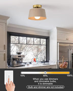 Ceiling Light Fixture, Hallway Ceiling Light with Gold Plate and Matte Black Shade, Modern Simple Style Porch Light Fixtures Semi Flush Mount (Brown)