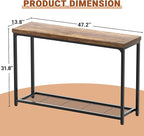 Console Table for Entryway, Narrow Entryway Table with Storage, Sofa Table with Mesh Shelves, Console Tables for Living Room, Bedroom, Hallway, Foyer (2 Tier, Rustic Brown, 47 inch)