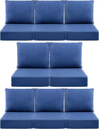 Luxury 6" Outdoor Cushions for Patio Furniture, 24x24x6" Thick Seat Cushion Set of 8, Fade Resistant Couch Chair Replacement Cushions High Density Deep Wicker Chair Cushion w/ Removable Cover, Blue