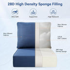 Luxury 6" Outdoor Cushions for Patio Furniture, 24x24x6" Thick Seat Cushion Set of 9, Fade Resistant Couch Chair Replacement Cushions High Density Deep Wicker Chair Cushion w/ Removable Cover, Blue