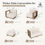 HERA'S HOUSE 8 Pieces Patio Furniture Set, 6 Sectional Outdoor Rattan Wicker Sofas with 2 Ottomans, All Weather Patio Conversation Set with 5.3" Widened Armrest, 10" Premium Ultra Thick Comfy Cushion