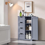 Yaheetech Bathroom Floor Cabinet, Freestanding Storage Organizer Unit Kitchen Cupboard W/ 4 Drawers & Adjustable Shelves, Using for Kitchen/Bathroom, Gray