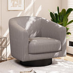 360° Swivel Accent Chairs Set of 2, Modern Bucket Chair, Corduroy Barrel Armchair, Comfy Boucle Chair, Single Sofa for Living Room Bedroom. Dark Grey