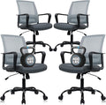 CLATINA Ergonomic Office Chair - Mesh Desk Chair with Lumbar Support, Rolling Comfortable Computer Chairs with Arms for Home Conference, Gray 4 Pack