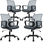 CLATINA Ergonomic Office Chair - Mesh Desk Chair with Lumbar Support, Rolling Comfortable Computer Chairs with Arms for Home Conference, Gray 4 Pack