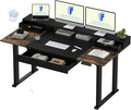 FLEXISPOT 4-Leg Standing Desk with Storage 71x32 in Electric Adjustable Height with 3 Drawers & Shelving Home Office Workstation (Black + Special Walnut Top)