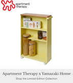 YAMAZAKI Home Slim Rolling Storage Cart – Narrow Bathroom Storage Cabinet with Handle, Slim Bathroom Storage Cart with Wheels, Easy Assembly, Steel + Wood, Yellow