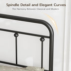 California King Size Headboard with Black Metal Construction, Adjustable Height, Sturdy Farmhouse Style Wrought Iron Headboards Only