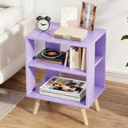 Night Stand, Purple Kids Nightstand, Modern End Table with Open Storage, 2-Tier Nursery Bedside Table for Small Space, Living Room, Bedroom
