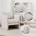 Modern Accent Barrel Chair, Single Sofa Chair with Removable Back Pillow, Comfy Chenille Upholstered Reading Accent Chair Lounge Armchair for Bedroom Living Room, Beige