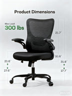 Marsail Ergonomic Office Chair with Adjustable Lumbar Support, 3-Way PU Armrests & Breathable Mesh for Home Office and Gaming