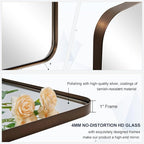 ANDY STAR Bronze Mirror for Wall, 30x36” Rounded Rectangle Bathroom Mirror, Modern Stainless Steel Metal Frame for Vanity