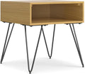 SIMPLIHOME Hunter Industrial 22 inch Wide Metal End Table in Oak Veneer for The Living Room and Bedroom