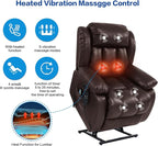 MAEVIS Power Recliner Chair, Lay Flat Sleeping Lift Chairs Recliner for Elderly with Heat and Massage,Comfy Real Breathable Leather Recliners with Dual OKIN Motor for Living Room (Brown)