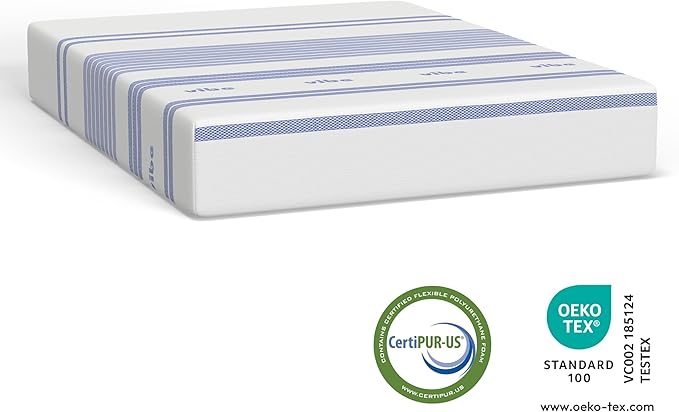 Vibe Gel Memory Foam Mattress, Fiberglass Free 10-Inch CertiPUR-US Certified Bed-in-a-Box, Twin XL, White