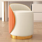 Swivel Round Vanity Stool - with Back Modern Comfy Vanity Chair/upholstered Ottoman Living Room Bedroom Makeup Chair,Orange