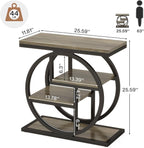 Tribesigns End Table Set of 2, 4-Tier Narrow Side Table with Storage Shelves, Wood Small Sofa Side Table with Geometric Metal Frame, Industrial Bedside Table for Bedroom, Living Room, Grey