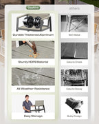 Outdoor Dining Set for 4, Patio Table and Chairs Set with Umbrella Hole, 5 Pieces HDPS Outdoor Furniture Sets for Patio, Garden, Backyard (Gray)