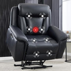 CANMOV 50" Wide Oversized Recliner, Faux Leather Power Lift Recliner Chair, Extra Large Lift Chair with Massage and Heat, Stand Up Recliner for Elderly Big and Tall,Black