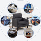 Accent Chairs Set of 2, Mid Century Modern Living Room Chairs Comfy Reading Chair with Upholstered Cushion Relax Armchair for Bedroom Apartment,Office, Dark Grey