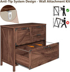 Lateral File Cabinet with 4 Drawers, Farmhouse File Cabinet for Letter/Legal/A4 Size Hanging Files, Large Wood File Storage Cabinets Printer Stand for Home Office Cabinets, Brown with Lock