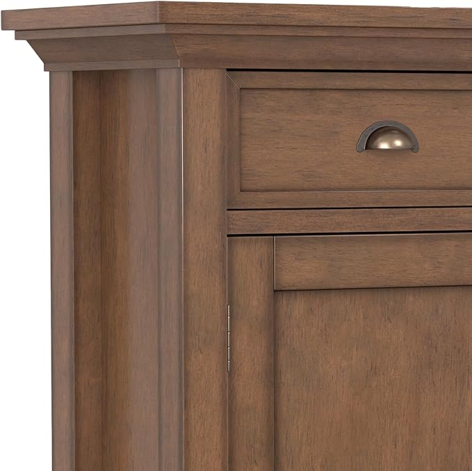 SIMPLIHOME Redmond SOLID WOOD 36 inch Wide Transitional Entryway Storage Cabinet in Rustic Natural Aged Brown for the Living Room, Entryway and Family Room