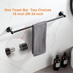 BGL Bathroom Hardware Set Matte Black Adjustable Expandable Bath Towel Bars Bathroom Accessory Set Towel Racks 8-Pieces Wall Mount