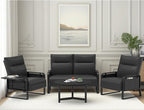 Modular Cloud Sectional Couches for Living Room, Faux Leather Loveseat & Accent Chairs Set of 2, Upholstered Sectional Sofa Set for Office, Black
